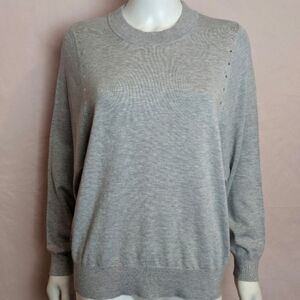 Oliver Bonas Light Gray Star Studded Knit Pullover Sweater size 8